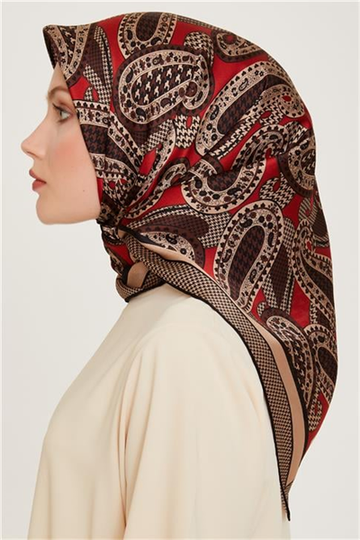 Armine Etnik Desenli Sura Saf İpek Eşarp 9208D 07