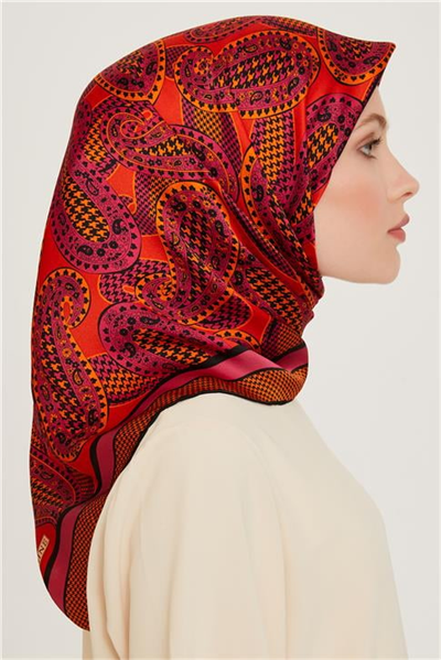 Armine Etnik Desenli Sura Saf İpek Eşarp 9208D 06