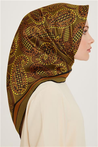 Armine Etnik Desenli Sura Saf İpek Eşarp 9208D 19
