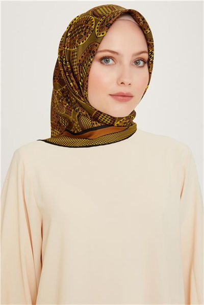 Armine Etnik Desenli Sura Saf İpek Eşarp 9208D 19