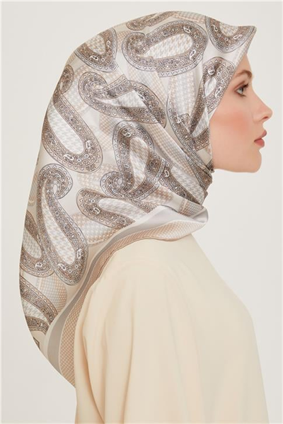 Armine Etnik Desenli Sura Saf İpek Eşarp 9208D 80