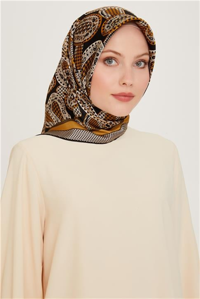 Armine Etnik Desenli Sura Saf İpek Eşarp 9208D 32