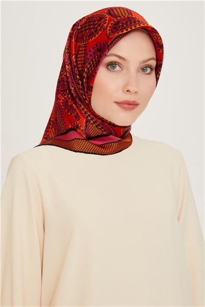 Armine Etnik Desenli Sura Saf İpek Eşarp 9208D 06