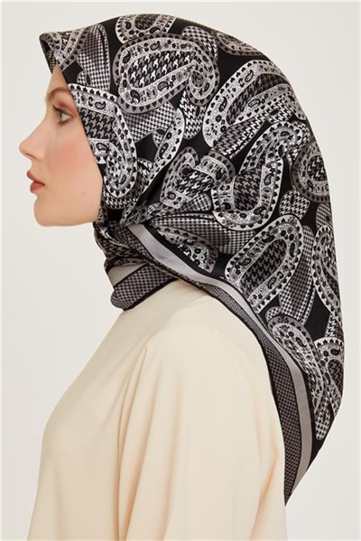 Armine Etnik Desenli Sura Saf İpek Eşarp 9208D 81