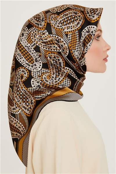Armine Etnik Desenli Sura Saf İpek Eşarp 9208D 32