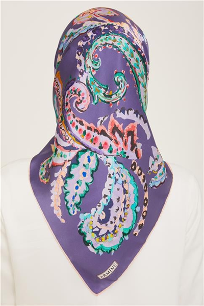 Armine Etnik Desenli Twill İpek Eşarp 24Ya9130 34 84