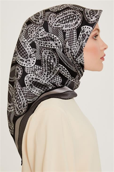 Armine Etnik Desenli Twill Saf İpek Eşarp 9208D 81