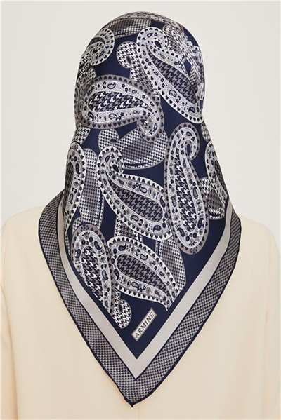 Armine Etnik Desenli Twill Saf İpek Eşarp 9208D 83