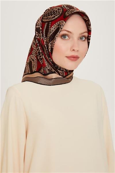 Armine Etnik Desenli Twill Saf İpek Eşarp 9208D 07