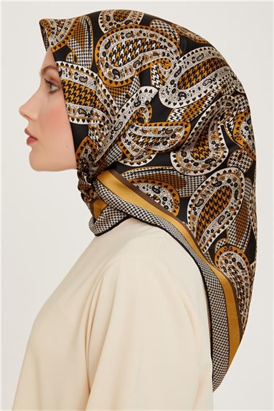 Armine Etnik Desenli Twill Saf İpek Eşarp 9208D 32