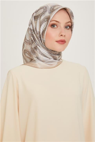 Armine Etnik Desenli Twill Saf İpek Eşarp 9208D 80