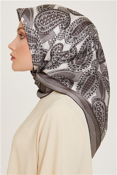 Armine Etnik Desenli Twill Saf İpek Eşarp 9208D 10