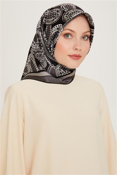 Armine Etnik Desenli Twill Saf İpek Eşarp 9208D 81