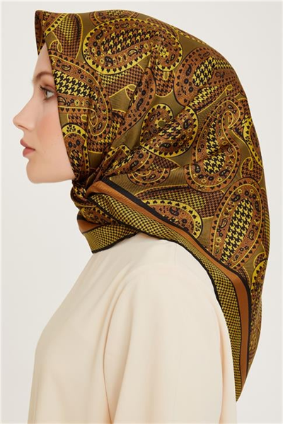 Armine Etnik Desenli Twill Saf İpek Eşarp 9208D 19
