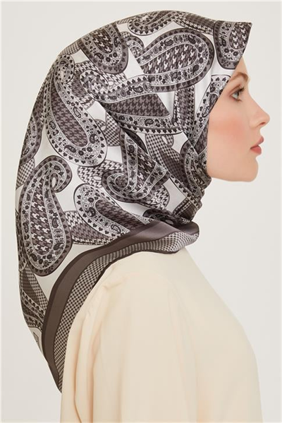 Armine Etnik Desenli Twill Saf İpek Eşarp 9208D 10