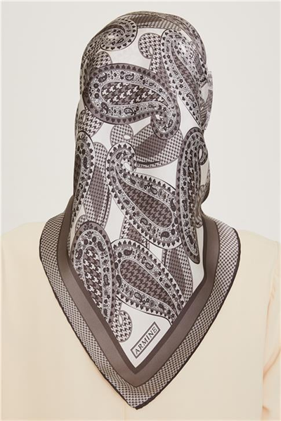 Armine Etnik Desenli Twill Saf İpek Eşarp 9208D 10