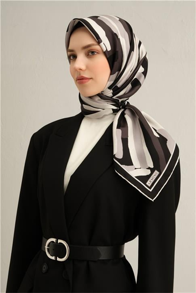 Armine Geometrik Desenli Saf İpek Sura Eşarp 9303D 84