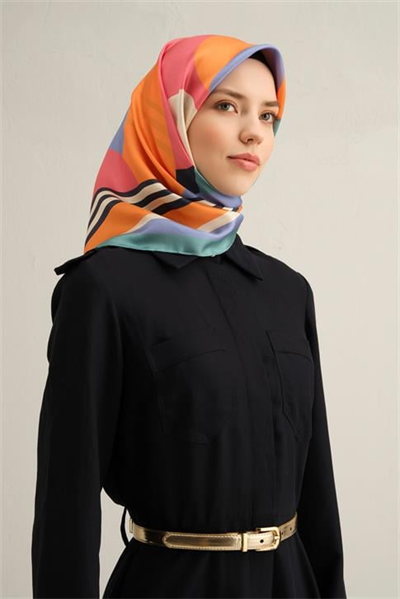 Armine Geometrik Desenli Saf İpek Sura Eşarp 9313D 80