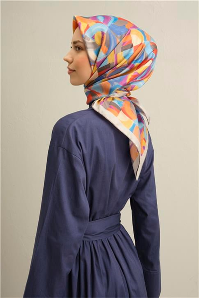 Armine Geometrik Desenli Saf İpek Sura Eşarp 9329D 01