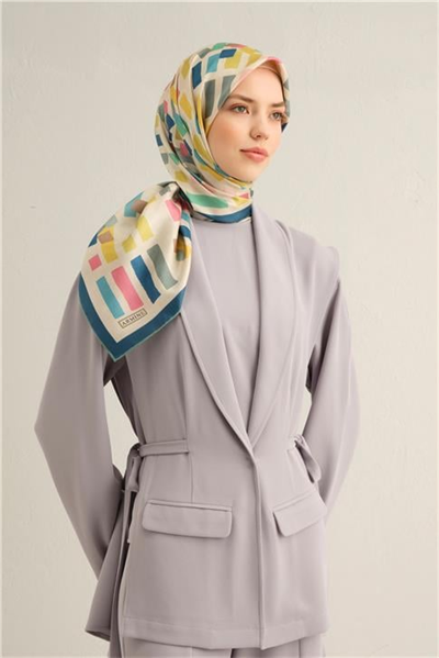 Armine Geometrik Desenli Saf İpek Sura Eşarp 9341D 81