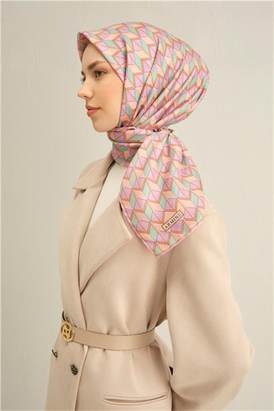Armine Geometrik Desenli Saf İpek Sura Eşarp 9309D 34