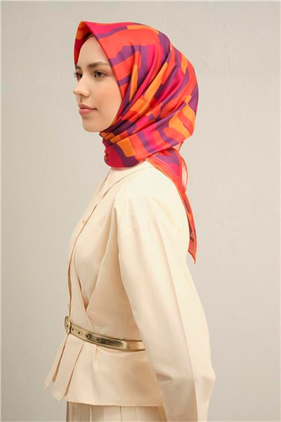Armine Geometrik Desenli Saf İpek Sura Eşarp 9303D 54