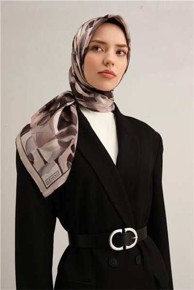 Armine Geometrik Desenli Saf İpek Sura Eşarp 9329D 85