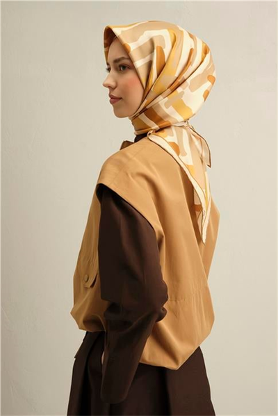 Armine Geometrik Desenli Saf İpek Sura Eşarp 9303D 06