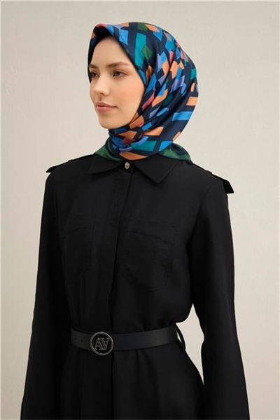 Armine Geometrik Desenli Saf İpek Sura Eşarp 9341D 58