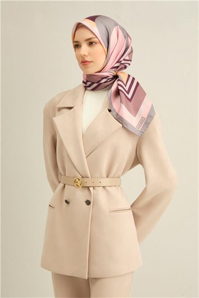 Armine Geometrik Desenli Saf İpek Sura Eşarp 9313D 83