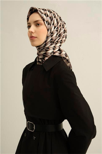 Armine Geometrik Desenli Saf İpek Sura Eşarp 9309D 04