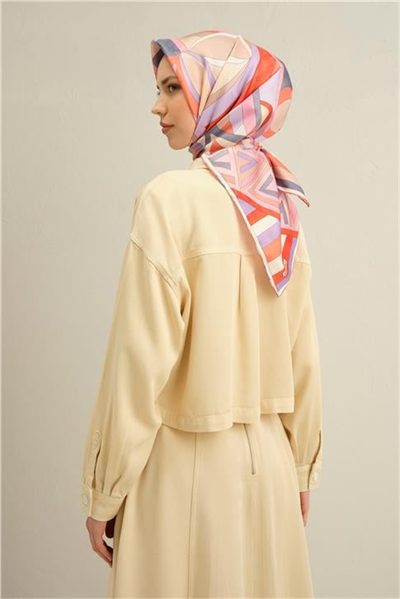 Armine Geometrik Desenli Saf İpek Sura Eşarp 9336D 35