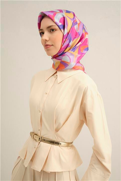 Armine Geometrik Desenli Saf İpek Sura Eşarp 9329D 32