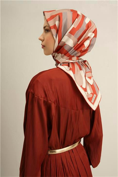 Armine Geometrik Desenli Saf İpek Sura Eşarp 9303D 85