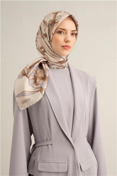 Armine Çiçek Desenli Saf İpek Sura Eşarp 9324D 82