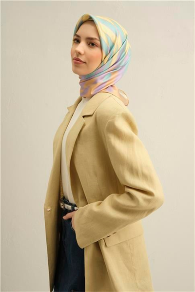 Armine Geometrik Desenli Saf İpek Sura Eşarp 9325D 55