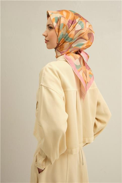Armine Geometrik Desenli Saf İpek Sura Eşarp 9329D 34