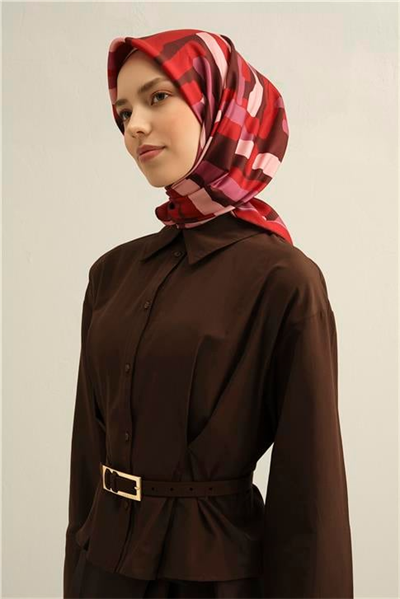 Armine Geometrik Desenli Saf İpek Sura Eşarp 9303D 83
