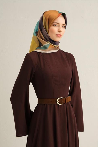 Armine Geometrik Desenli Saf İpek Sura Eşarp 9331D 04