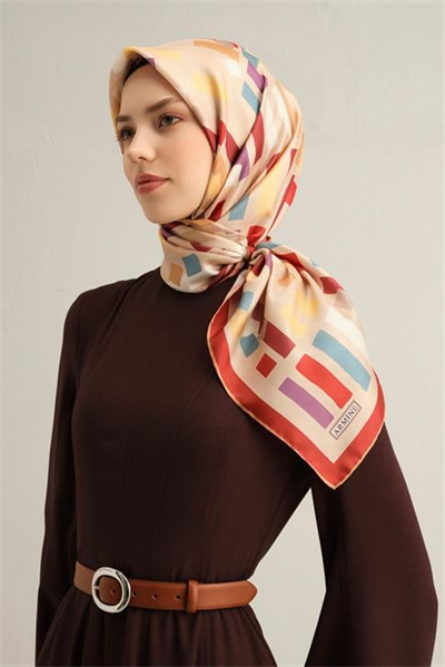 Armine Geometrik Desenli Saf İpek Sura Eşarp 9341D 80