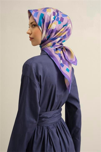 Armine Geometrik Desenli Saf İpek Sura Eşarp 9341D 55