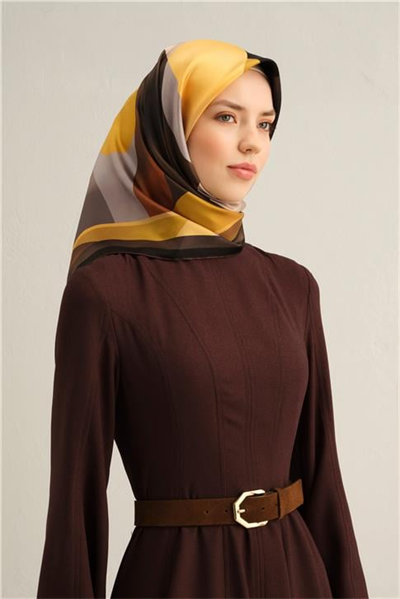 Armine Geometrik Desenli Saf İpek Sura Eşarp 9331D 57