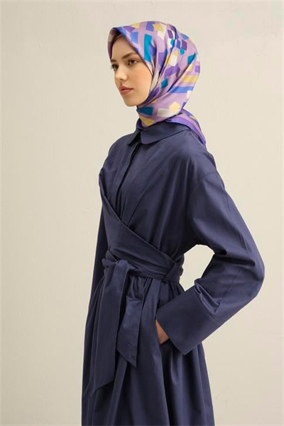 Armine Geometrik Desenli Saf İpek Sura Eşarp 9341D 55