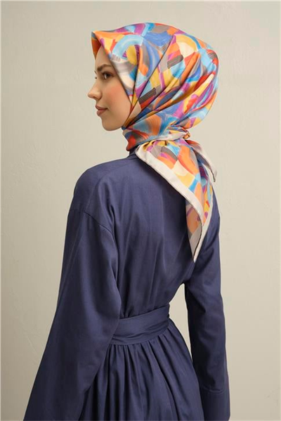 Armine Geometrik Desenli Saf İpek Sura Eşarp 9329D 01