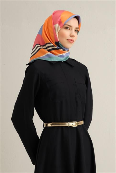 Armine Geometrik Desenli Saf İpek Sura Eşarp 9313D 80