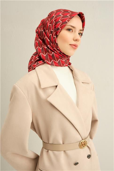 Armine Geometrik Desenli Saf İpek Sura Eşarp 9303D 54