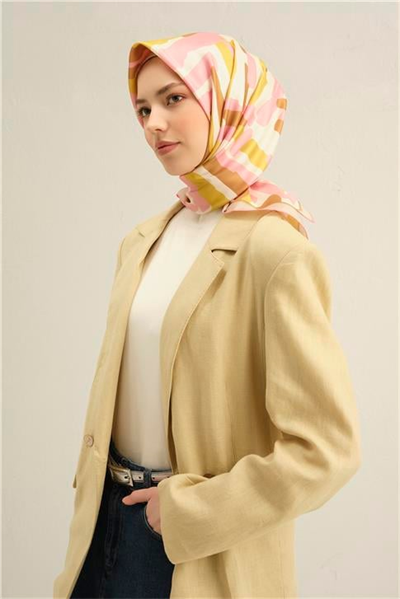 Armine Geometrik Desenli Saf İpek Sura Eşarp 9303D 34
