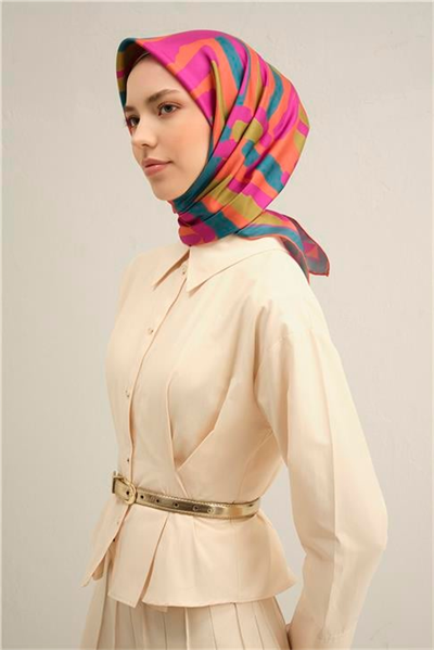 Armine Geometrik Desenli Saf İpek Sura Eşarp 9303D 56