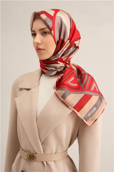 Armine Geometrik Desenli Saf İpek Sura Eşarp 9336D 84