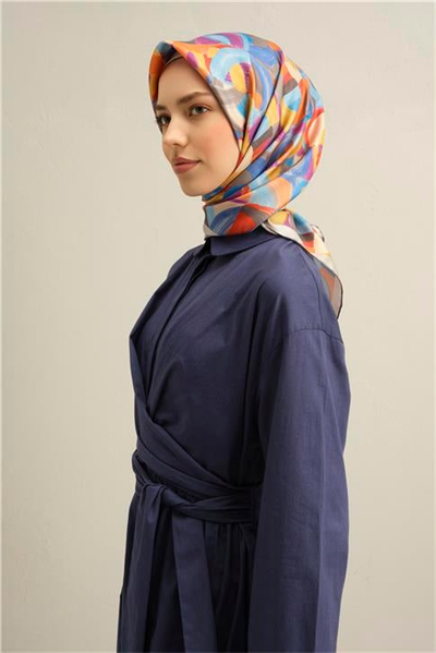 Armine Geometrik Desenli Saf İpek Sura Eşarp 9329D 01